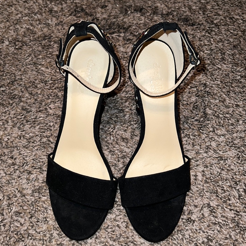 Black Embroidered Heel